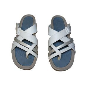 BareTraps Strappy Hook and Loop Sandals - Size 6M - White/Silver
